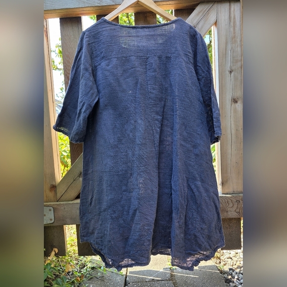 Made In Italy Linen/cotton Blend Blue Tunic With Pockets. MED. - Picture 2 of 10